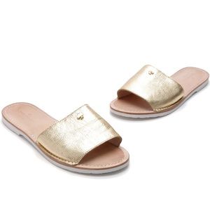 Kate Spade Gold Metallic Leather Slip-On Sandals